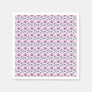 Purple Butterfly Floral Pattern Cute Cottagecore Napkin