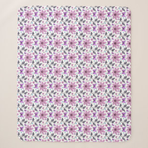 Purple Butterfly Floral Pattern Cute Cottagecore Sherpa Blanket