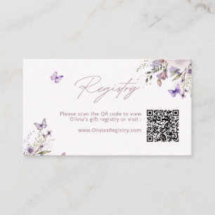Purple Butterfly Floral Registry QR Code Enclosure Card