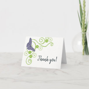 Purple Butterfly Floral Thank You Cards