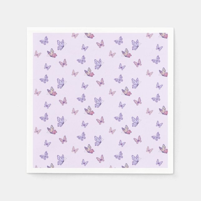 Purple Butterfly girl birthday  Napkin (Front)