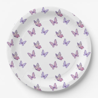 Purple Butterfly girl birthday Paper Plate