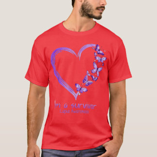 Purple Butterfly Heart Im A Survivor Lupus Awarene T-Shirt