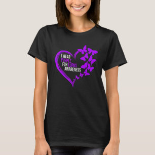 Purple Butterfly Heart We Wear Purple Lupus Awaren T-Shirt