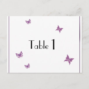 Purple Butterfly Heart Wedding Table Number Postcard