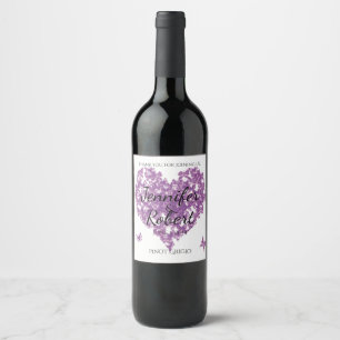Purple Butterfly Heart Wine Label