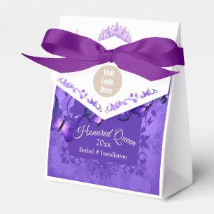 Purple Butterfly Honoured Queen Ribbon Favour Box