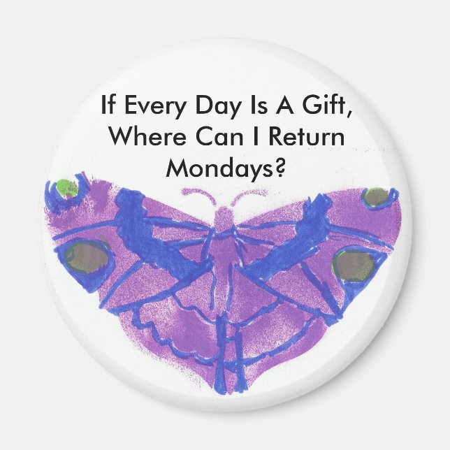 purple butterfly humourous fridge magnet (Front)