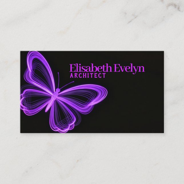 Purple Butterfly in Dark Business Card (Front)