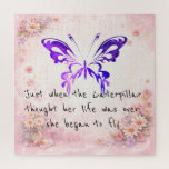 Purple Butterfly Inspirational Quote  Jigsaw Puzzle<br><div class="desc">Purple Butterfly Inspirational Quote 676-Piece Puzzle | “Just When the Caterpillar Thought Her Life Was Over She Began to Fly” Description Relax, unwind, and enjoy a moment of inspiration with this beautiful purple butterfly inspirational quote 676-piece puzzle. Featuring a vibrant butterfly illustration and the uplifting message: "Just when the caterpillar...</div>