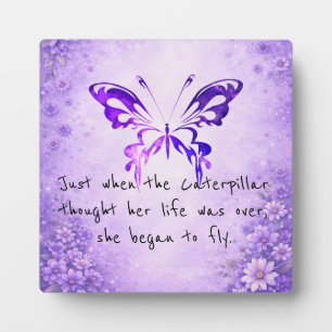 Purple Butterfly Inspirational Quote Plaque