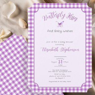 Purple Butterfly Kisses Baby Wishes Baby Shower Invitation