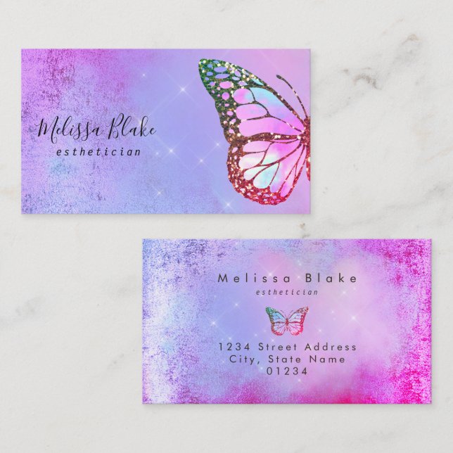 purple butterfly logo business card (Front/Back)
