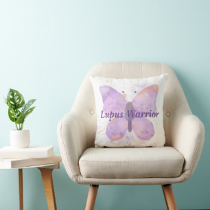 Purple Butterfly Lupus Warrior Cushion