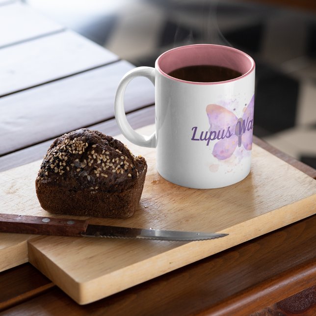 Purple Butterfly Lupus Warrior   Two-Tone Coffee Mug (Creator Uploaded)