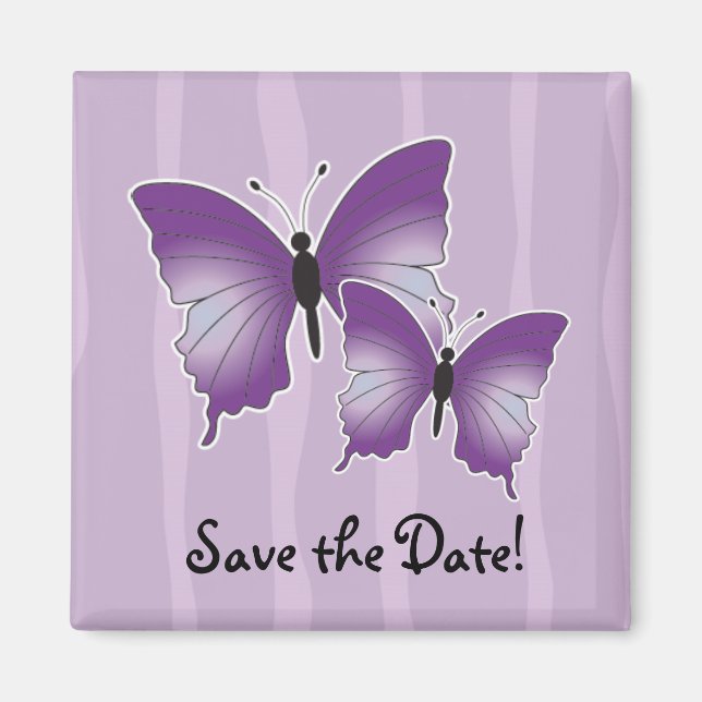 Purple Butterfly magnet Save the Date (Front)