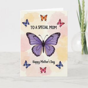 Purple Butterfly Moms Day Card