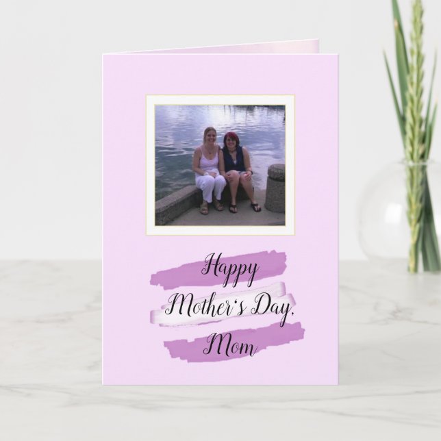 Purple Butterfly Mother Daughter Photo Mothers Day Card (Front)