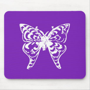 Purple butterfly mouse pad