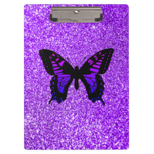 Purple Butterfly on Glitter Clipboard
