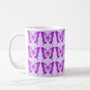 Purple Butterfly Pattern Coffee Mug