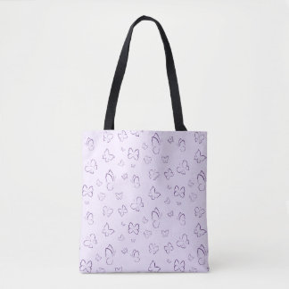 Purple Butterfly Pattern Design Tote Bag