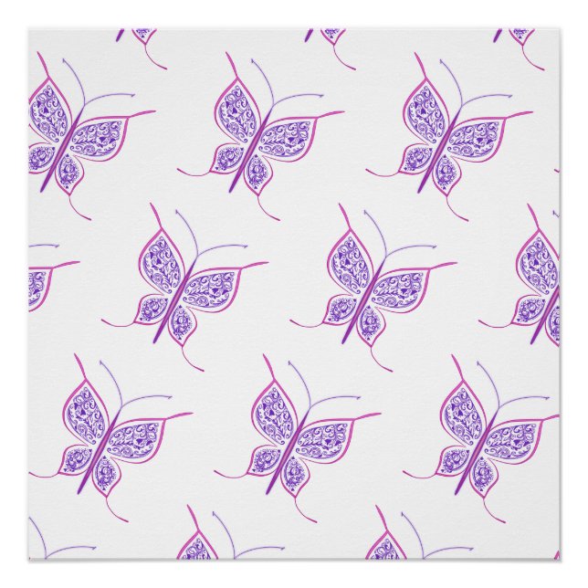 Purple Butterfly Pattern Poster (Front)