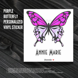 Purple Butterfly Personalised Cut Vinyl Sticker