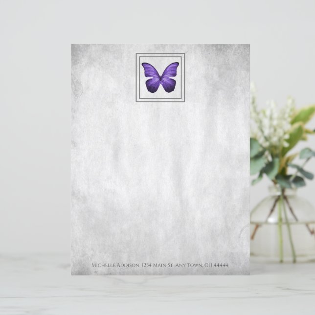 Purple Butterfly Personalised Paper Sheet (Standing Front)