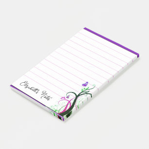 Purple butterfly personalised post-it notes