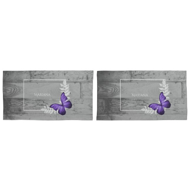 Purple Butterfly Pillow Case (Front-Set)