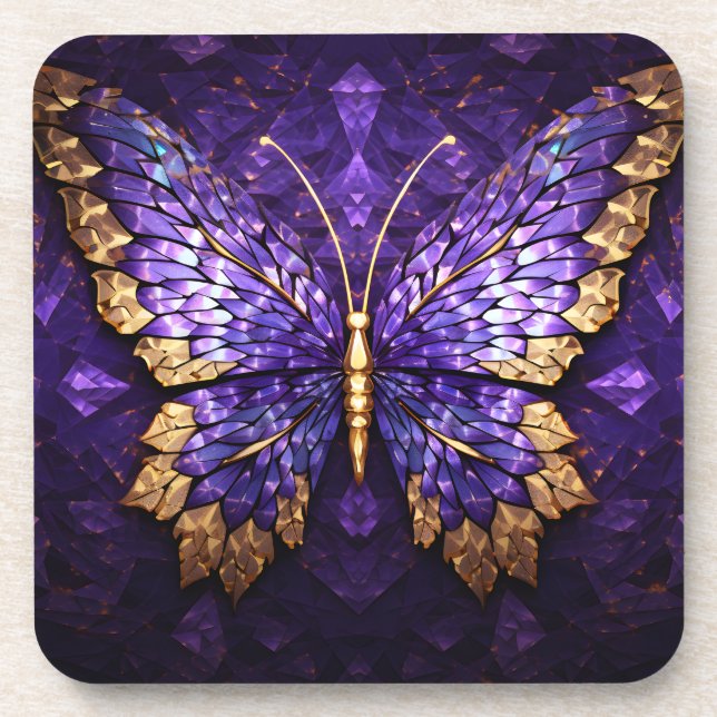 Purple Butterfly Plastic Coasters (Front)