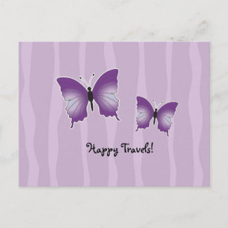 Purple Butterfly postcard Happy Travels