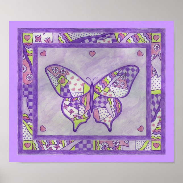 Purple Butterfly Quilt Poster (Front)