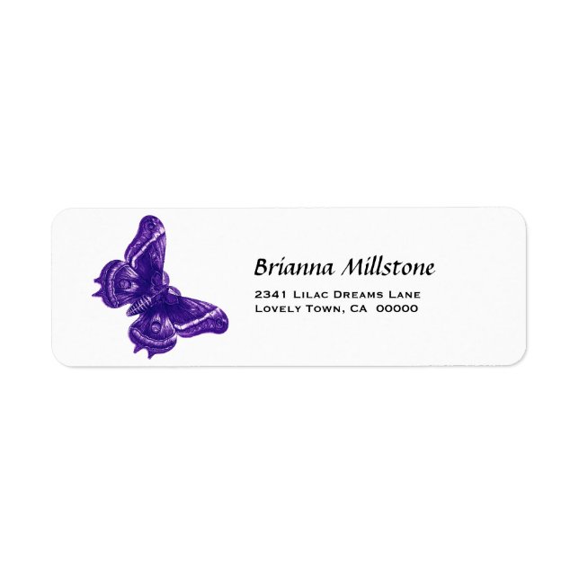 Purple Butterfly Return Address Label (Front)