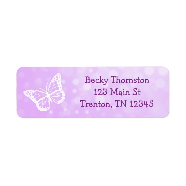 Purple Butterfly Return Address Label (Front)