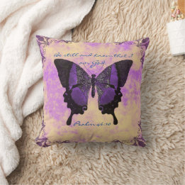 Purple Butterfly Scripture Pillow