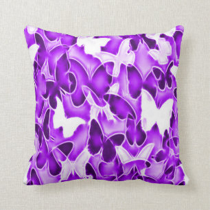 Purple Butterfly Sparkle Camo Plush Throw Pillow