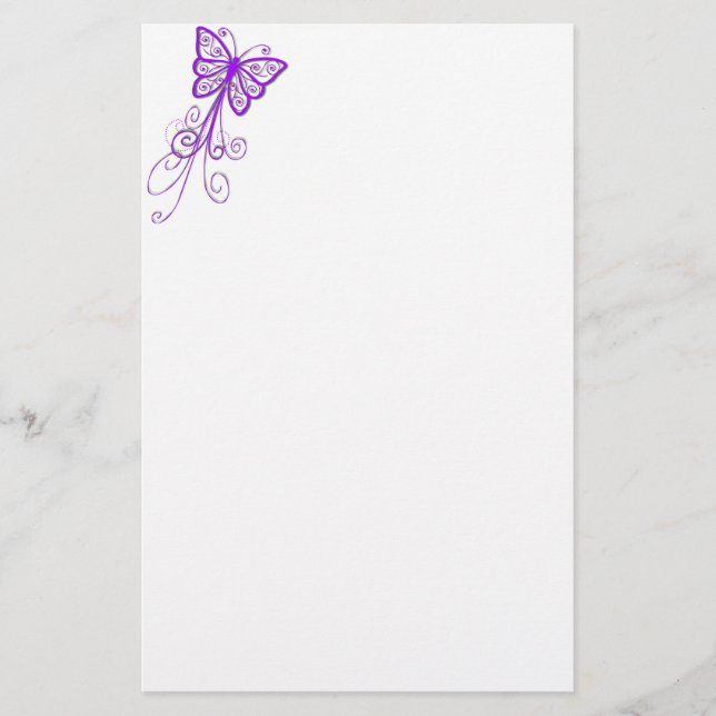 Purple butterfly stationery (Front)