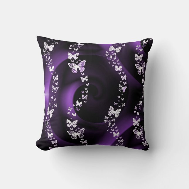 Purple Butterfly Swirl Cushion (Front)