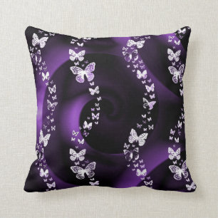 Purple Butterfly Swirl Cushion