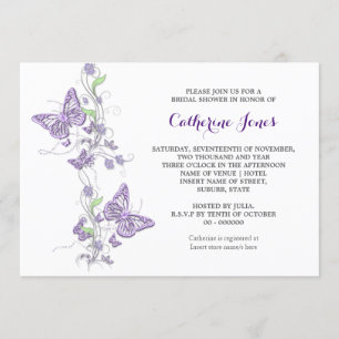 Purple butterfly swirl invitation
