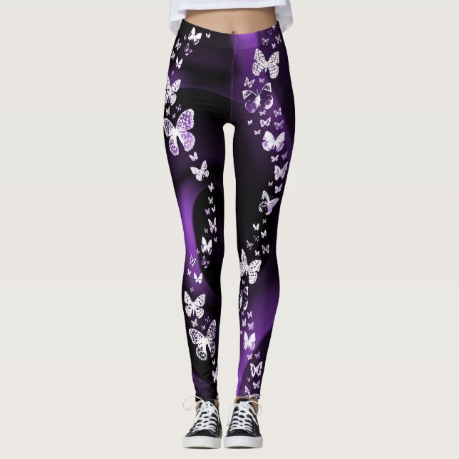 Purple Butterfly Swirl Leggings (Front)