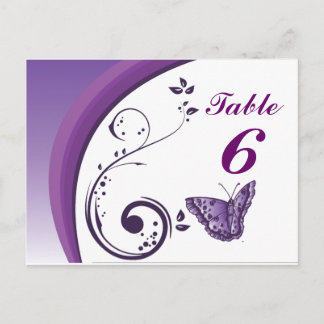 Purple Butterfly Table Number Cards