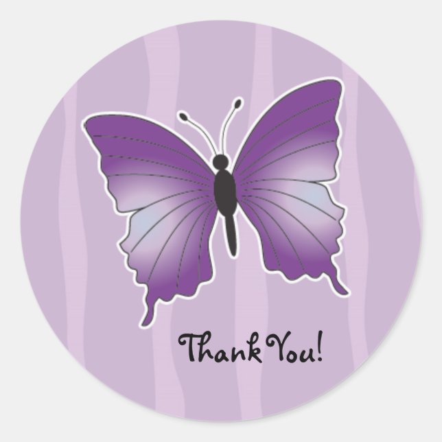 Purple Butterfly Thank You Sticker (Front)