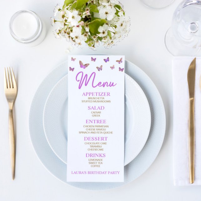 Purple Butterfly Themed Bridal Shower Food Menu (Creator Uploaded)