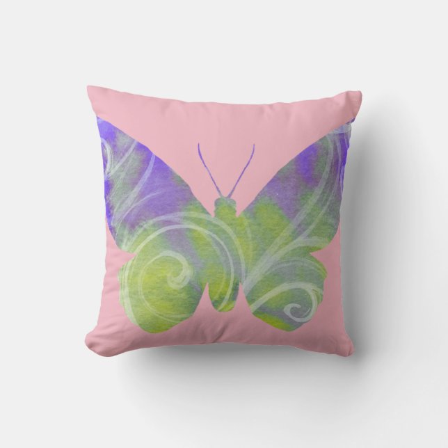 Purple Butterfly Throw Pillow (Front)