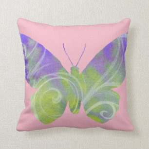 Purple Butterfly Throw Pillow