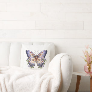 Purple butterfly throw pillow