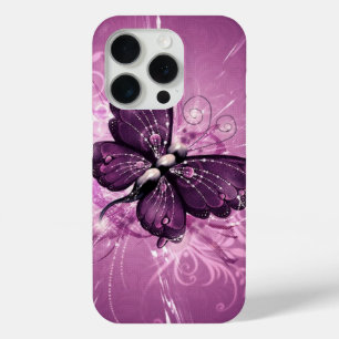 purple butterfly vector art iPhone 15 pro case
